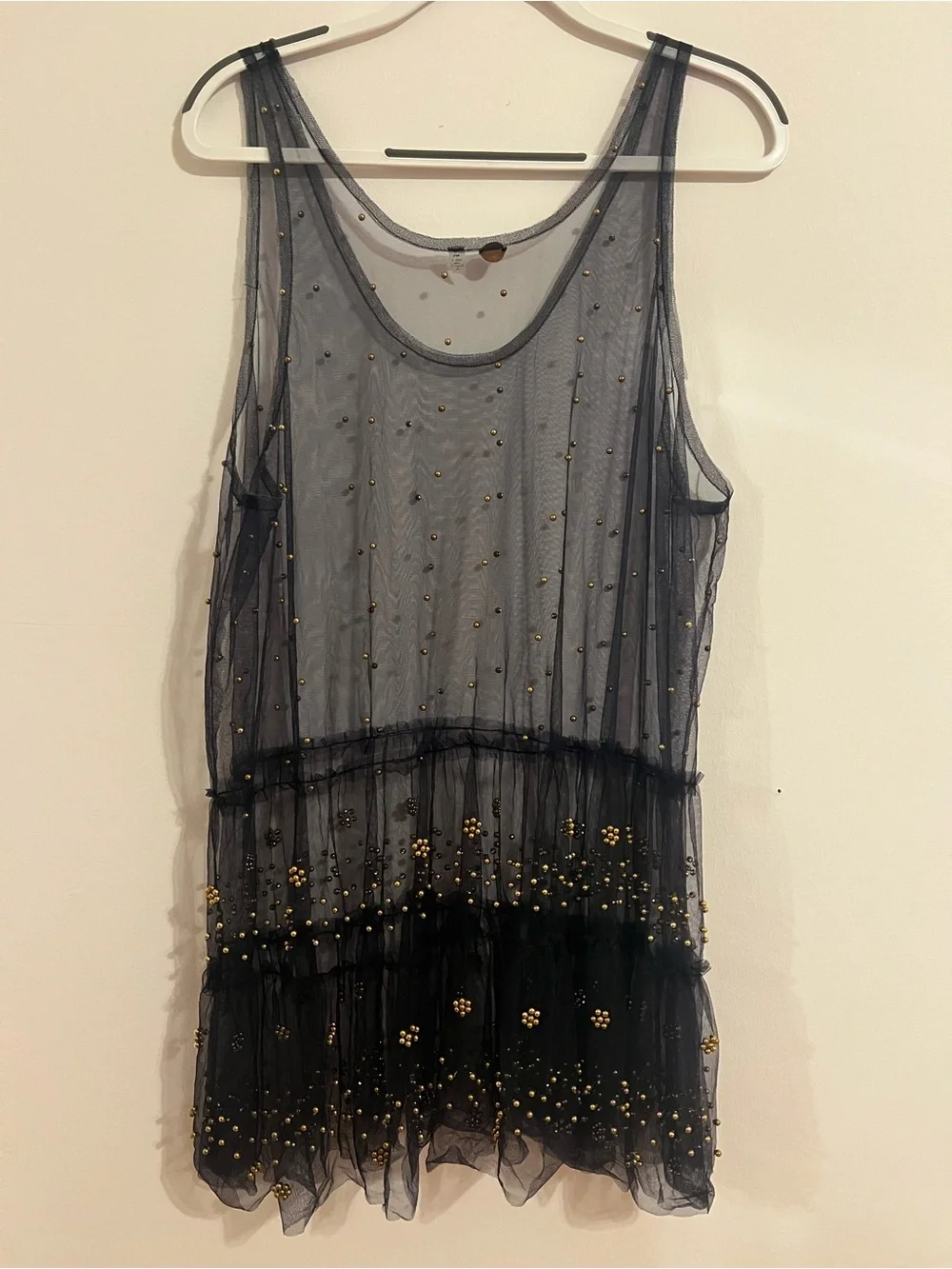 Free People Metallic Gray Sheer Embellished Tank - Picture 7 of 7